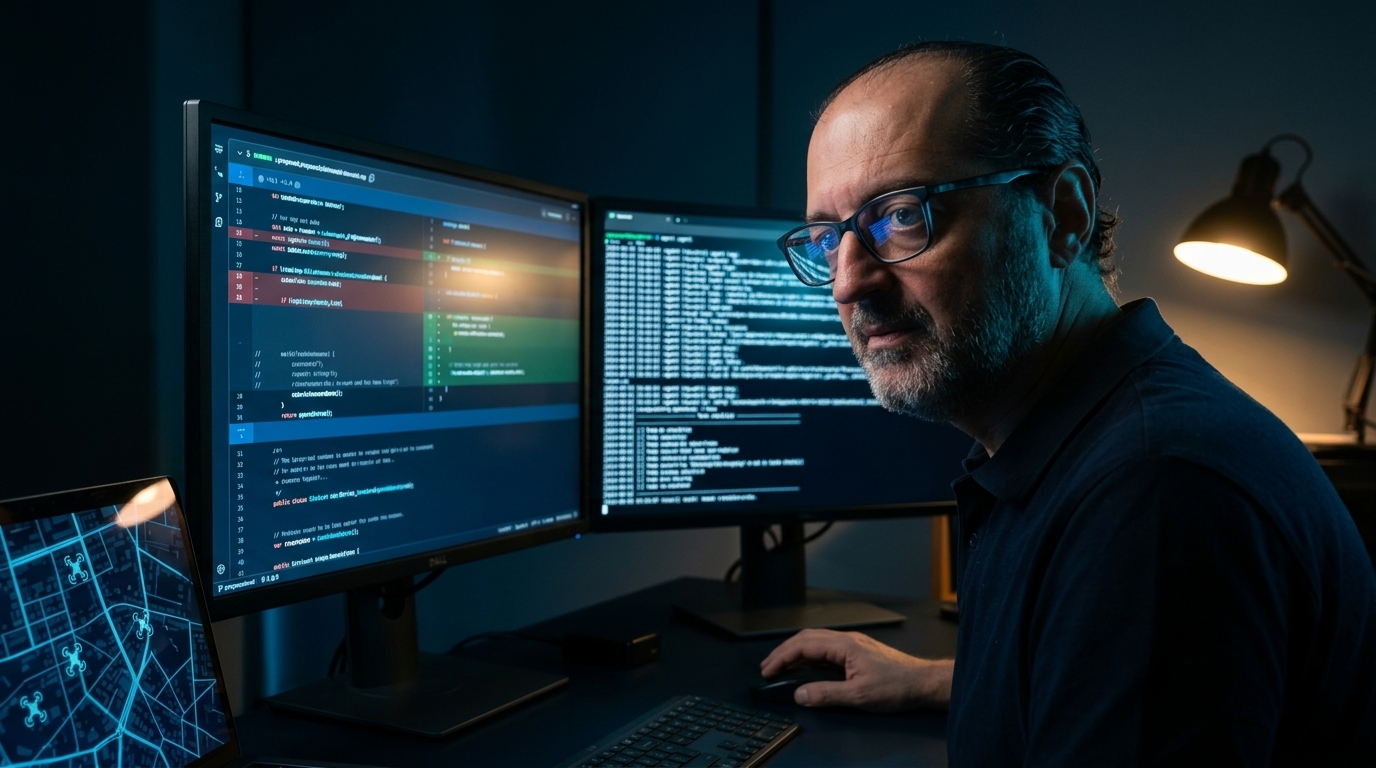 Dimitri Albino reviewing code proposed by a coding agent.