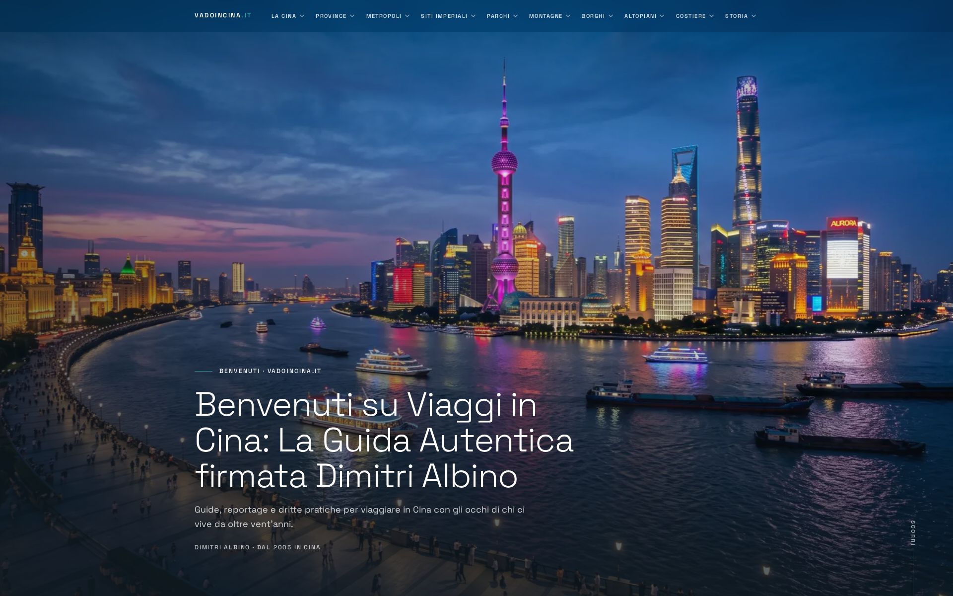 Screenshot of vadoincina.it: Viaggi in Cina, travel guides and reportage from China.